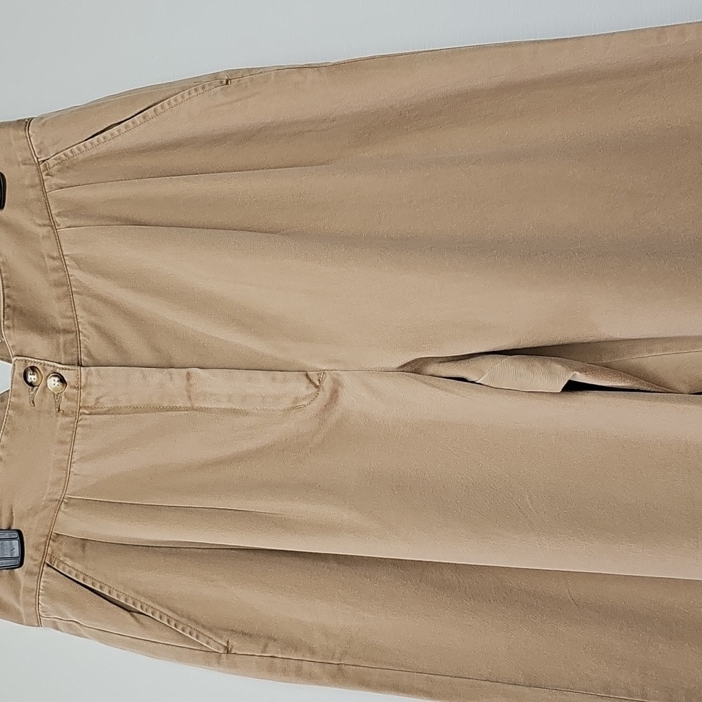 90s Anne Klein A-Line, High Waist Pleat Front Khaki Chinos, New, Sz 12 - Picture 3 of 13